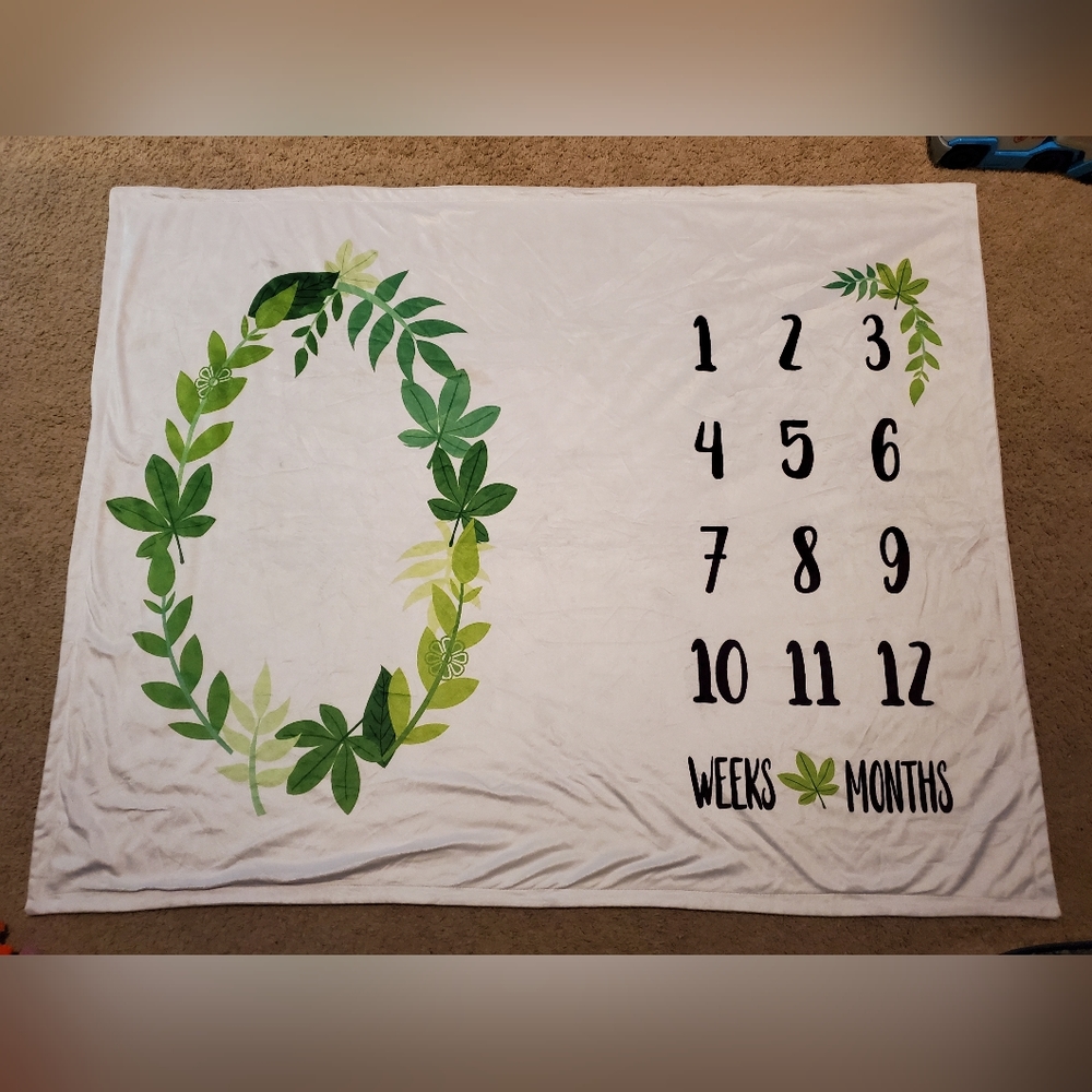 Green Leaf Baby Milestone Blanket